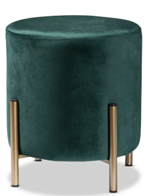 Baxton Studio Thurman Green and Gold Ottoman 197-12228-HD